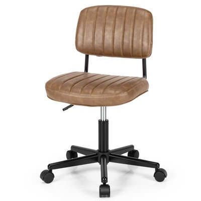 Costway Leisure Chair Pu Leather Rolling Upholstered Office Chair Height Adjustable Swivel Accent Chair - image 1