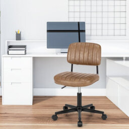 Costway Leisure Chair Pu Leather Rolling Upholstered Office Chair Height Adjustable Swivel Accent Chair - thumbnail 5