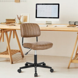 Costway Leisure Chair Pu Leather Rolling Upholstered Office Chair Height Adjustable Swivel Accent Chair - thumbnail 3