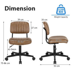 Costway Leisure Chair Pu Leather Rolling Upholstered Office Chair Height Adjustable Swivel Accent Chair - thumbnail 2