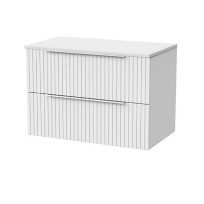 Balterley Callingwood Contemporary Wall Hung 2 Drawer Vanity Unit With Laminate Worktop , 800mm, Matt White - image 1
