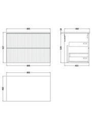 Balterley Callingwood Contemporary Wall Hung 2 Drawer Vanity Unit With Laminate Worktop , 800mm, Matt White - thumbnail 2