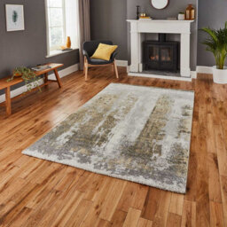 Ivory/yellow Modern Easy To Clean Abstract Rug For Dining Room-120Cm X 170Cm - thumbnail 1