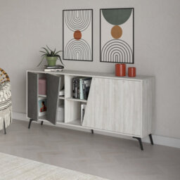 Decortie Modern Fiona Console Sideboard Storage Cabinet 180(W)Cm Ancient White, Retro Grey - thumbnail 6