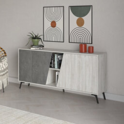 Decortie Modern Fiona Console Sideboard Storage Cabinet 180(W)Cm Ancient White, Retro Grey - thumbnail 5