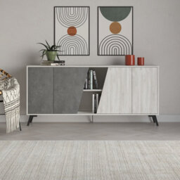 Decortie Modern Fiona Console Sideboard Storage Cabinet 180(W)Cm Ancient White, Retro Grey - thumbnail 1