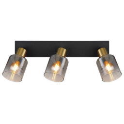 Luminosa Lighting Luminosa Hollsy Ceiling Spotlight Bar Matt Black Smoke Glass Shade 3X E14 - thumbnail 4