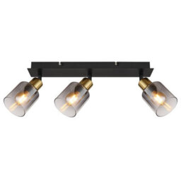 Luminosa Lighting Luminosa Hollsy Ceiling Spotlight Bar Matt Black Smoke Glass Shade 3X E14 - thumbnail 3