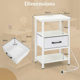 Nightstand Modern Side Table With Charging Station - thumbnail 2