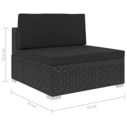 Vidaxl 6 Piece Garden Lounge Set With Cushions Poly Rattan Black - thumbnail 9