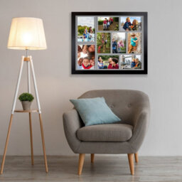 AK Frames 20X16 Black Sleek Multi Photo Frame With Mid Grey Mount - Holds 9 Apertures (2X) 7X5, (7X) 6X4 Photos - thumbnail 3