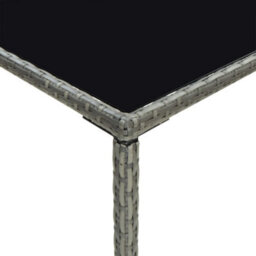 Berkfield Garden Bar Table Grey 70X70X110 Cm Poly Rattan And Glass - thumbnail 5