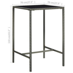 Berkfield Garden Bar Table Grey 70X70X110 Cm Poly Rattan And Glass - thumbnail 6
