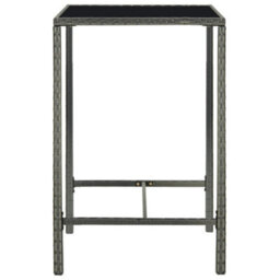 Berkfield Garden Bar Table Grey 70X70X110 Cm Poly Rattan And Glass - thumbnail 3