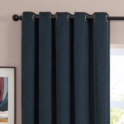 furn. Furn Soft Chenille Blackout Eyelet Curtain Pair, Navy, (W) 168 X (D) 183Cm - thumbnail 6