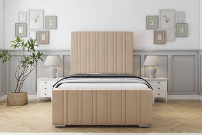 "Sloomy Radcliffe Pebble Plush Bed Frame With Mattress With 50"" Upholstered Headboard 2'6 Small Single" - image 1