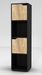 Urbn-Living Urbnliving 119Cm Height Black 4 Cube Bookcase Shelving Display Shelf Storage Unit Oak Wooden Door Organiser - thumbnail 1