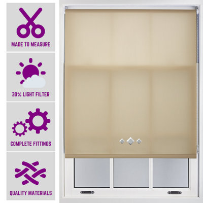 FURNISHED Roller Blind With Triple Diamond Eyelet - Made To Measure Cappuccino Roller Blind (W)60Cm X (L)210Cm - image 1