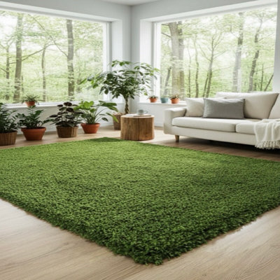 Uetian Green Large Area Shaggy Rug 5Cm Pile Thickness For Livingroom Hallways Bedroom Green (160 X 230) - image 1