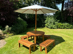 Charles Taylor Knights Garden 8 Seat Round Wooden Dining Table Bench Set Grey - thumbnail 2