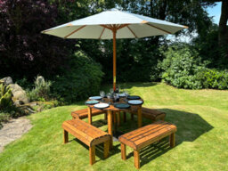 Charles Taylor Knights Garden 8 Seat Round Wooden Dining Table Bench Set Grey - thumbnail 5
