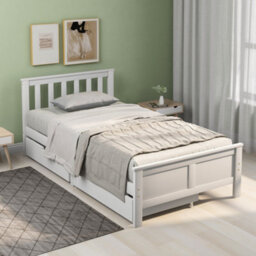 Matteo Solid Pine Wood Single Bed Frame With Under-Bed Storage Drawers, White Finish - Ideal For Uk Diy Home - thumbnail 6