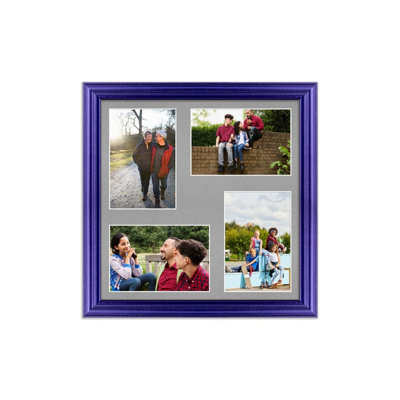 AK Frames 12X12 Purple Classic Multi Photo Frame With Silver Mount - Holds 4 Apertures (4X) 6X4 Photos - image 1