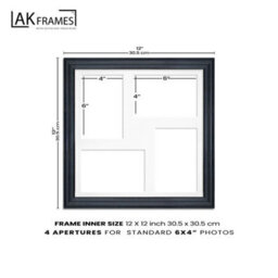 AK Frames 12X12 Purple Classic Multi Photo Frame With Silver Mount - Holds 4 Apertures (4X) 6X4 Photos - thumbnail 4