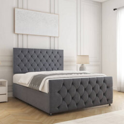 Bsspoke Maya Divan Bed Grey Plush Velvet 24Inch Headboard & 20Inch Footboard No Mattress No Drawers In 3Ft 4Ft 4Ft6 5Ft 6Ft - thumbnail 3