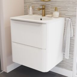 GoodHome Nevado Standard Matt White Wall-Mounted Bathroom Vanity Unit (H) 600mm (W) 600mm - thumbnail 7