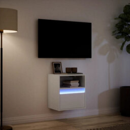 Berkfield Tv Wall Cabinet With Led Lights White 41X31X45 Cm - thumbnail 5