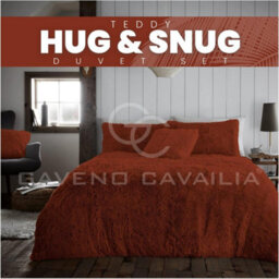 Gc Gaveno Cavailia Hug & Snug Teddy Fleece Double Rust Duvet Cover With Matching Pillowcase Warm Fluffy Soft & Cosy Bedding Set - thumbnail 6