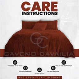 Gc Gaveno Cavailia Hug & Snug Teddy Fleece Double Rust Duvet Cover With Matching Pillowcase Warm Fluffy Soft & Cosy Bedding Set - thumbnail 5