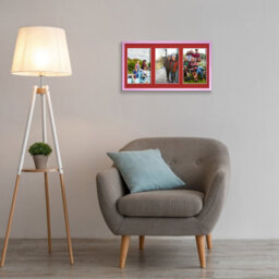 AK Frames 40X20Cm Pastel Pink Sleek Multi Photo Frame With Crimson Mount - Holds 3 Apertures (3X) 6X4 Photos - thumbnail 3