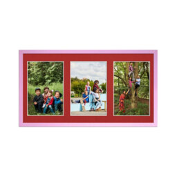 AK Frames 40X20Cm Pastel Pink Sleek Multi Photo Frame With Crimson Mount - Holds 3 Apertures (3X) 6X4 Photos - thumbnail 1