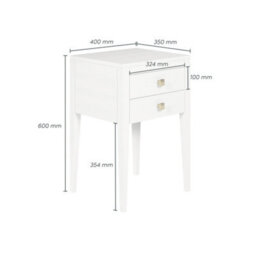 Wyld Haus Bilbo White Wood Grain Two-Drawer Bedside Table 400X350X600mm - thumbnail 6