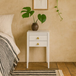 Wyld Haus Bilbo White Wood Grain Two-Drawer Bedside Table 400X350X600mm - thumbnail 1