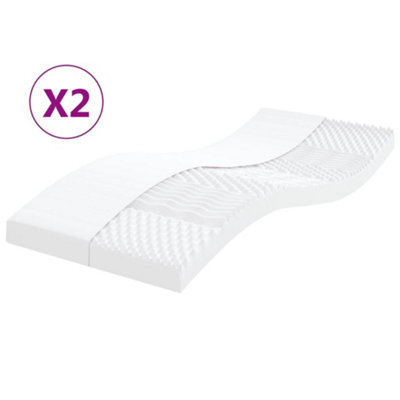 Vidaxl Foam Mattresses 2 Pcs White 90X190 Cm 7-Zone Hardness 20 Ild - image 1