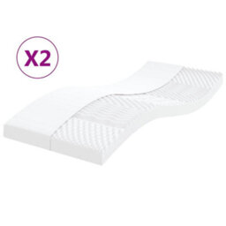 Vidaxl Foam Mattresses 2 Pcs White 90X190 Cm 7-Zone Hardness 20 Ild - thumbnail 1
