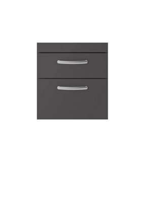 Hudson Reed Athena Wall Hung Vanity Unit, Durable Soft Close 2-Door, Modern Bathroom Cabinet Storage In Gloss Grey, 500mm - image 1