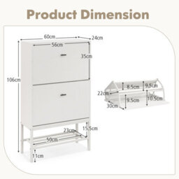 Costway Industrial Shoe Storage Cabinet Entryway Freestanding Shoe Rack - thumbnail 3