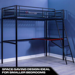 X Rocker X-Rocker Icarus Xl High Sleeper Bunk Bed 3Ft Single Metal Loft Bed For Kids With Gaming Desk - Black - thumbnail 6