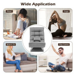 Costway Folding Floor Gaming Chair Swivel Lazy Padded Lounge Chair 4-Position Adjustable - thumbnail 8