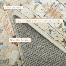 Decoranddecor Living Room Rugs, Washable Area Rugs, 120X170Cm, Non-Slip, Pet Friendly, Low Pile, Traditional Rug - Tessia - thumbnail 3