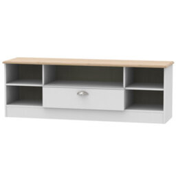 Albert Wide 1 Drawer Tv & Media Unit In Grey Matt & Oak (Ready Assembled) - thumbnail 1