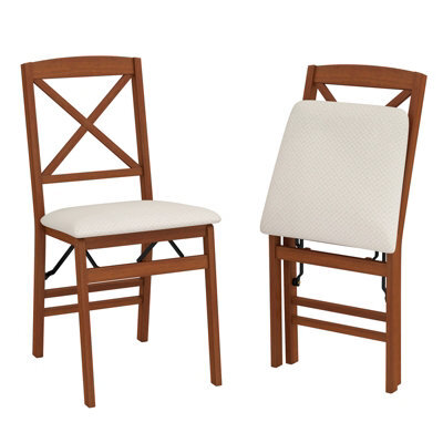Gainoom Folding Walnut Dining Chairs Set Of 2 Kitchen Side Chairs With Padded Seat Cross Backrest - image 1