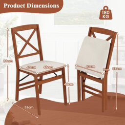Gainoom Folding Walnut Dining Chairs Set Of 2 Kitchen Side Chairs With Padded Seat Cross Backrest - thumbnail 2