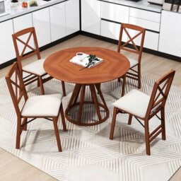 Gainoom Folding Walnut Dining Chairs Set Of 2 Kitchen Side Chairs With Padded Seat Cross Backrest - thumbnail 4