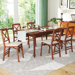 Gainoom Folding Walnut Dining Chairs Set Of 2 Kitchen Side Chairs With Padded Seat Cross Backrest - thumbnail 5