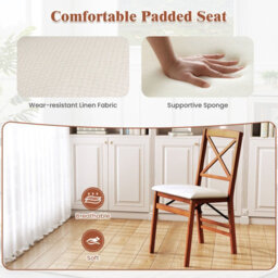 Gainoom Folding Walnut Dining Chairs Set Of 2 Kitchen Side Chairs With Padded Seat Cross Backrest - thumbnail 6